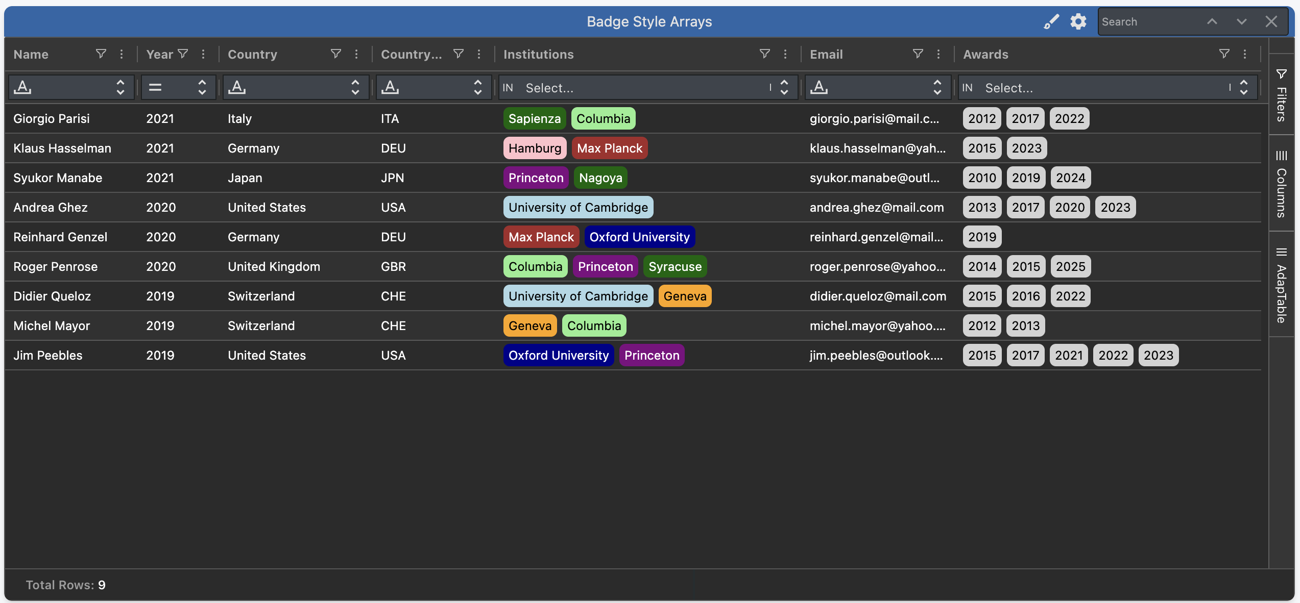 Badges in Array Columns
